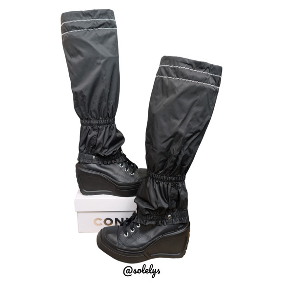 Converse x Martine Ali Chuck 70 De Luxe Wedge Sneaker Triple Black Womens 6 NEW